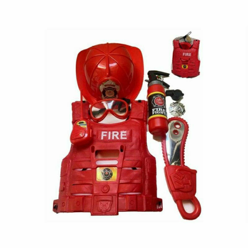 Fantasia Brinquedo Kit Bombeiro com Colete e Acessórios