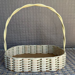 kit 2 cestas oval de fibra sintética bege 35x25cm