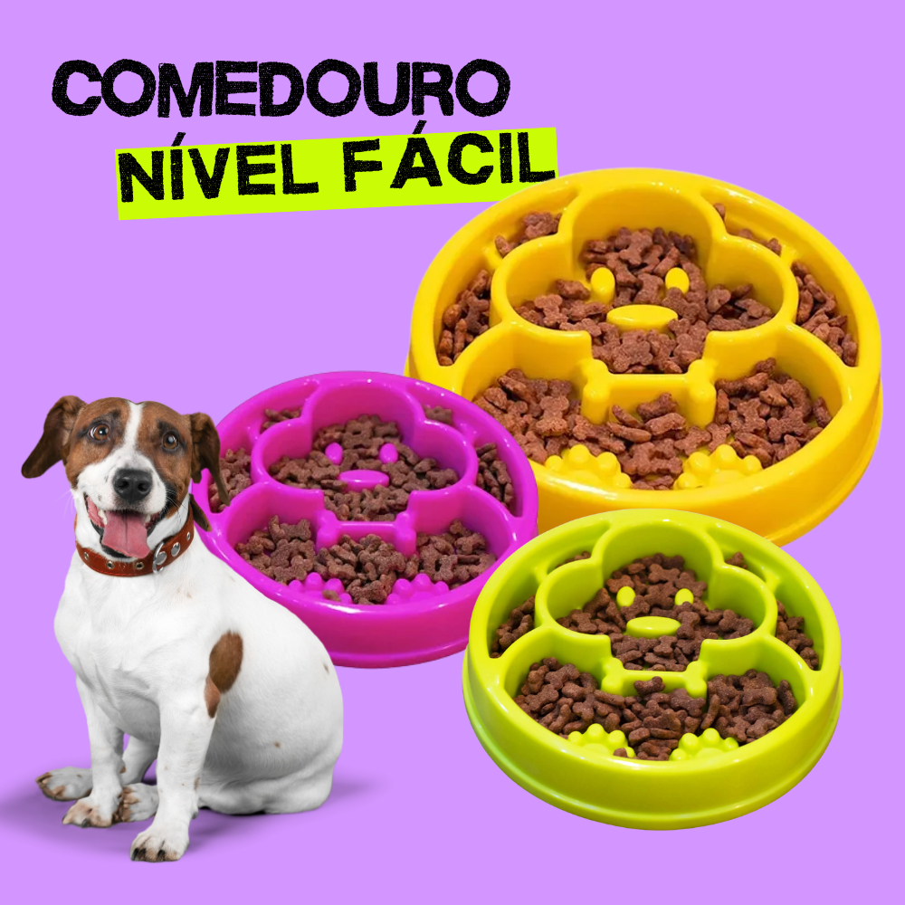 Comedouro Lento Interativo Cachorro Pote de Ração Para Cães Pet Nível Fácil Enriquecimento Ambiental