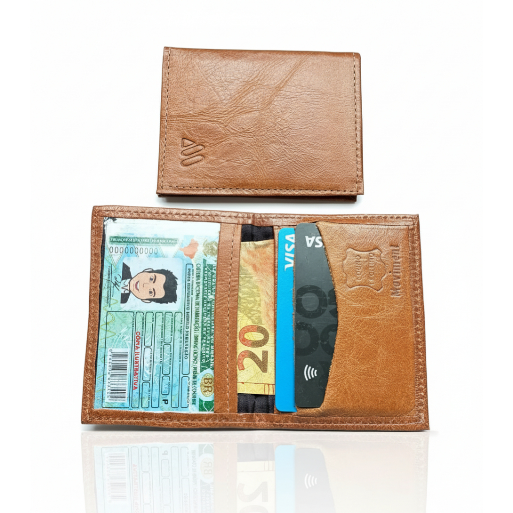 KIT 10 Carteira Slim Couro Masculina Preto Cartão SLIN PEQUENA