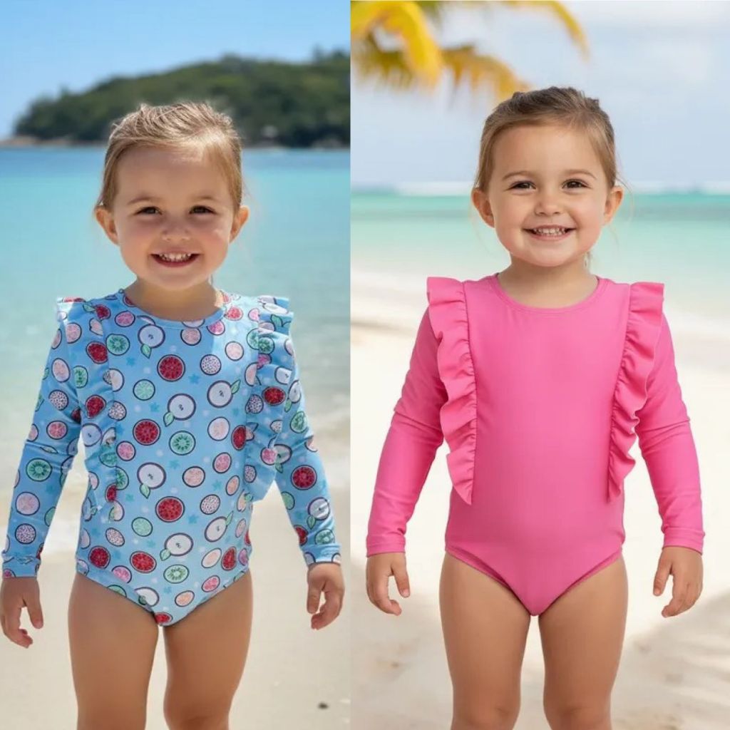 Kit 2 Maiô Infantil Menina Praia Piscina Natação Proteção Solar uv 50+