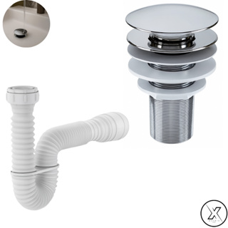 Kit de Banheiro em ABS- Ralo Válvula click 7/8 Cromada+ Sifão Flexível Sanfonado Universal em Oferta na Shopee