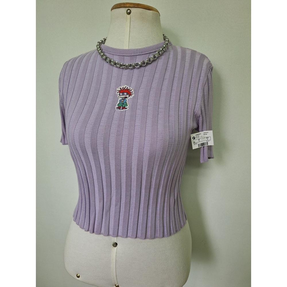 BLUSINHA CROPPED LILÁS CANELADA NICKELEDON RUGRATS
