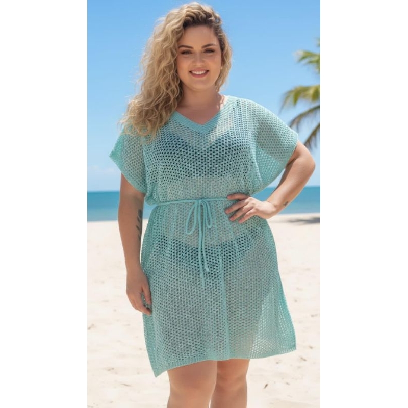 saída de praia piscina e banho plus size, grande de tricô em Oferta na Shopee