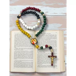 Terço Divina Misericordia Jesus Misericordioso Madeira 33cm