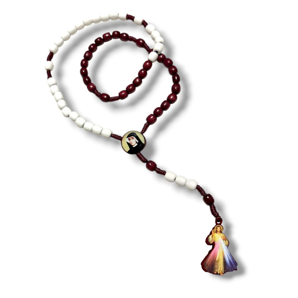 Terço da Misericórdia Jesus e Santa Faustina 33cm em Oferta na Shopee