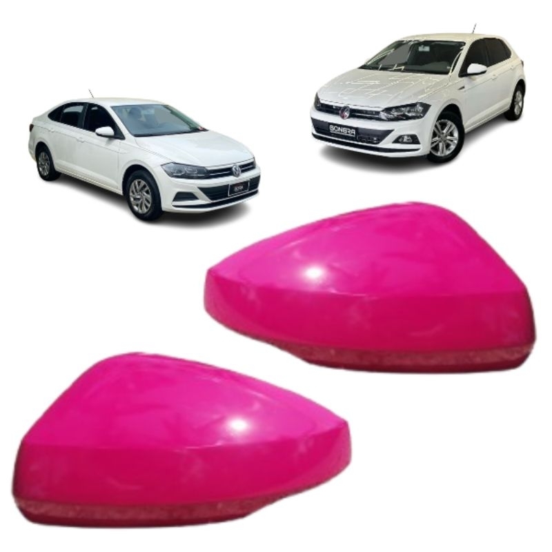 Par de Capas Retrovisor Volkswagen Polo e Virtus Original Rosa Sólido