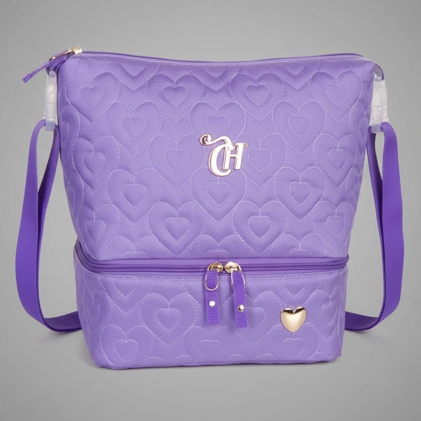 Bolsa Térmica Lancheira Merendeira Transversal Tira Colo Capricho Love Lilás - Original