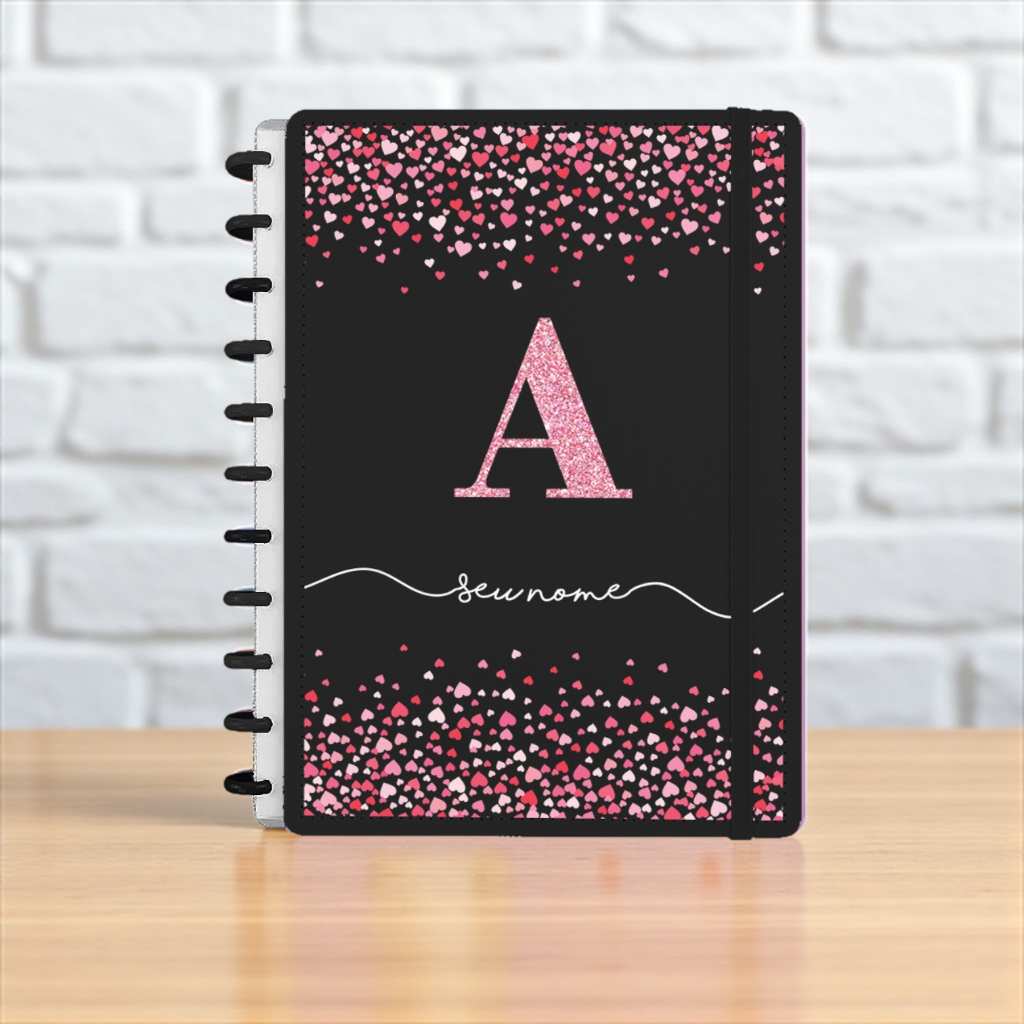Caderno Planner Com Folhas Reposicionáveis A4 ou A5 Personalizado com Seu Nome – 80 Folhas + Elástico de Fechamento
