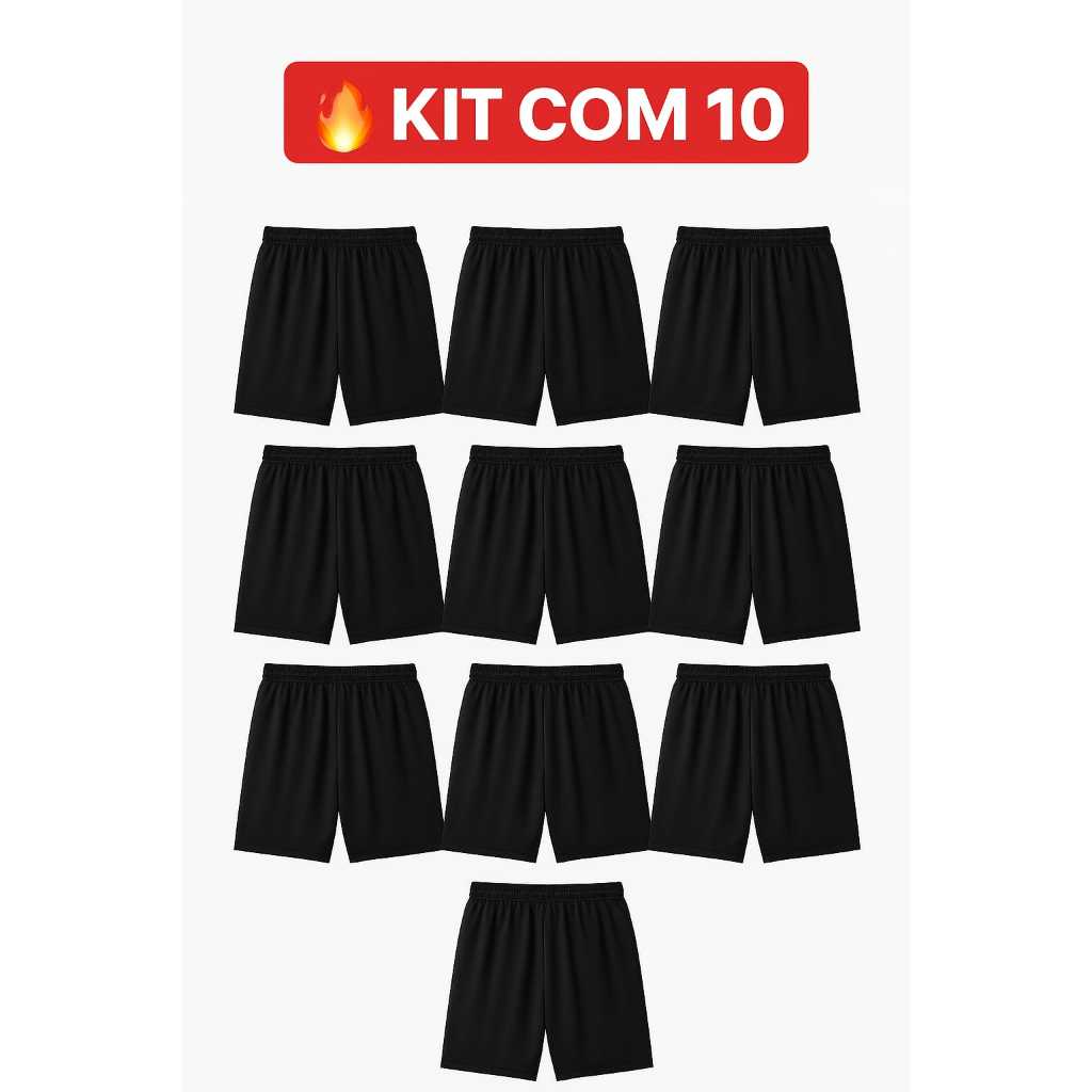 KIT 10 BERMUDAS FUTEBOL  CALÇÃO TIME CORES SORTIDAS CALÇAO SHORT DORMIR HELANCA POLIESTER
