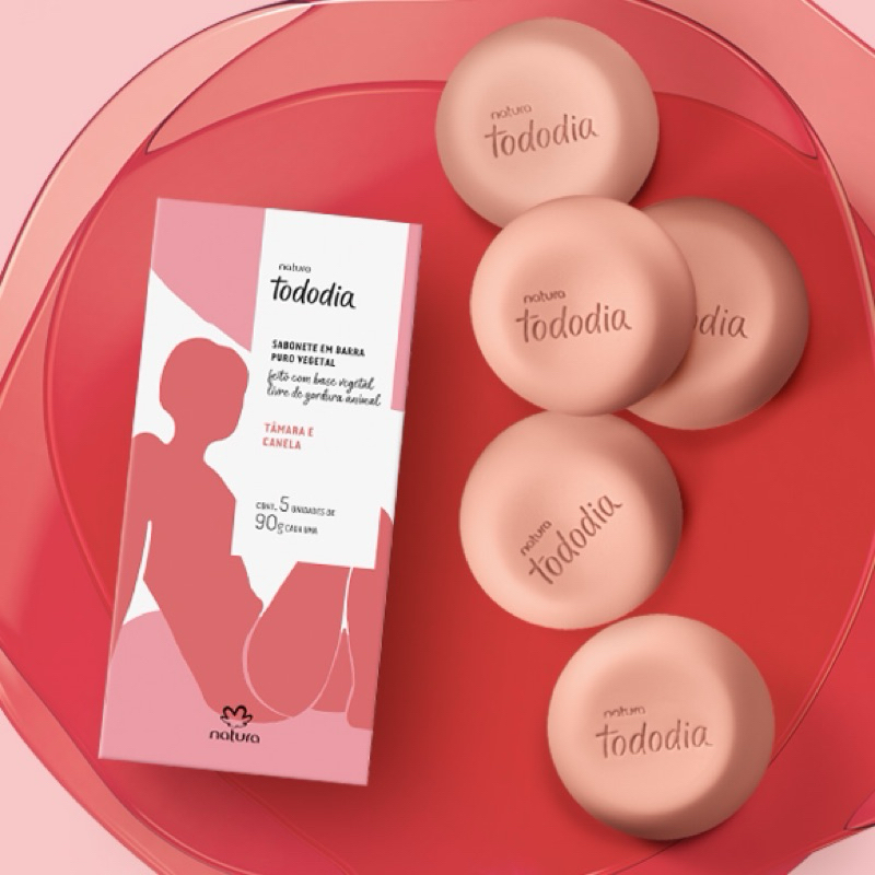 Kit Caixa sabonetes tâmara e canela todo dia Natura 5 unidades 90g