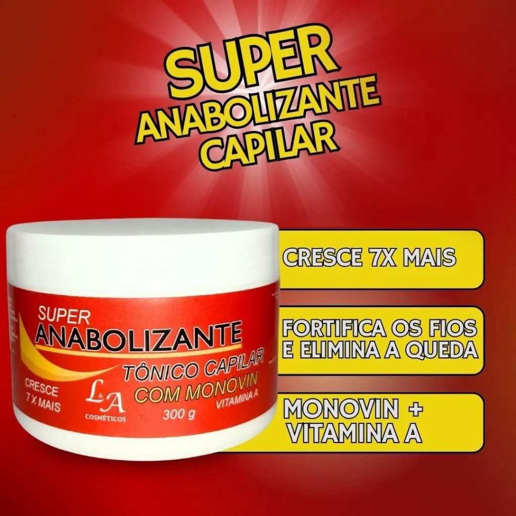Máscara Anabolizante Capilar Cabelo Cresce Até 7 Cm Por Mês Hidratação Fortificação Creme Original