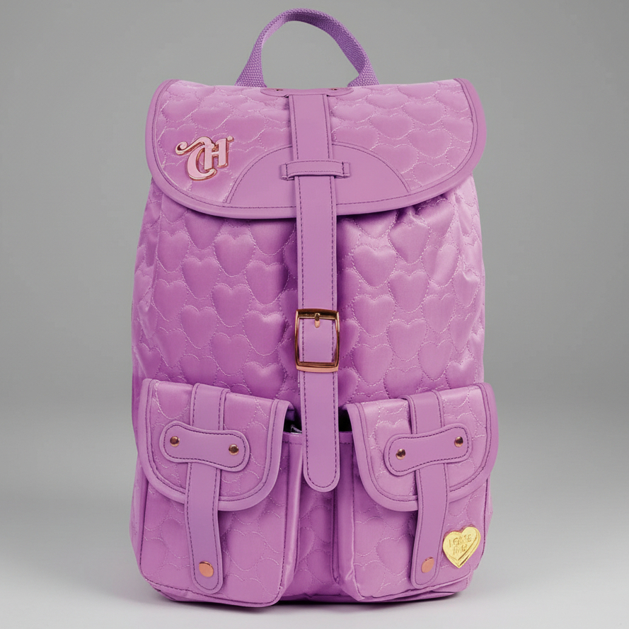 Mochila de Costas Escolar Menina Capricho Love  Lilás Original