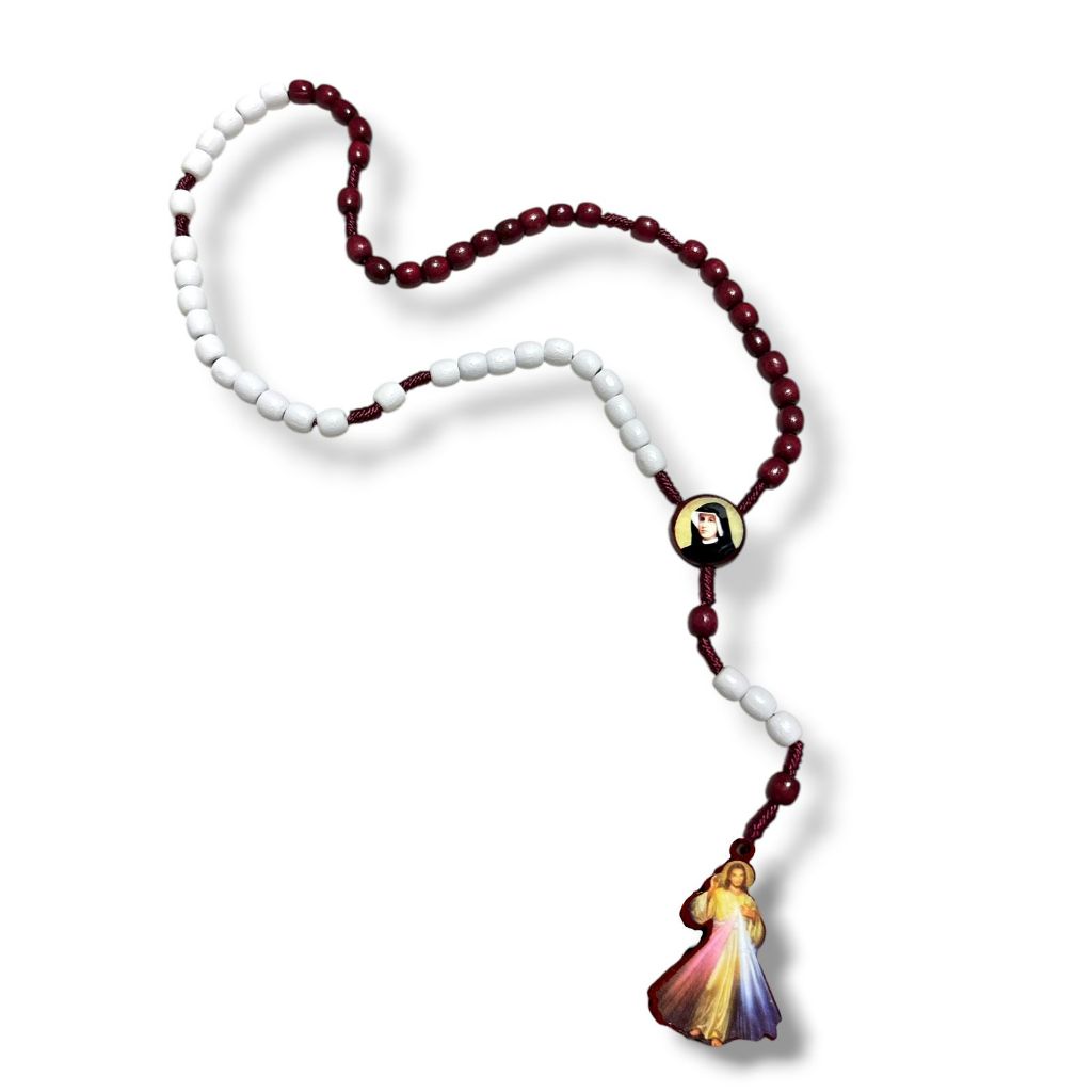 Terço da Misericórdia Jesus Misericordioso Santa Faustina Madeira em Oferta na Shopee