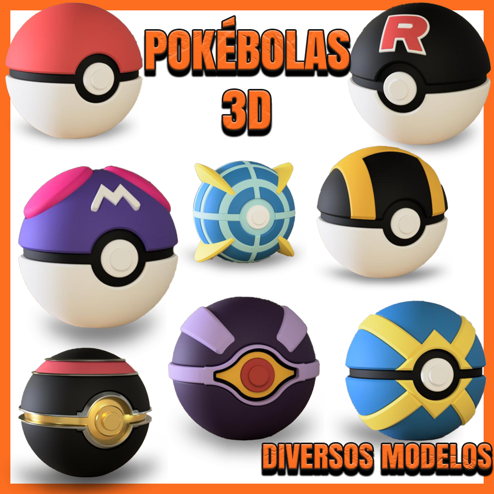 Pokébola 3D Colecionável Pokémon • Impressão 3D Fiel à Franquia • Diversos Modelos