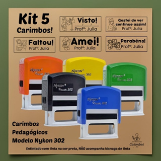 kit com 5 carimbos pedagógicos / professores com personagens - Nykon 302 em Oferta na Shopee
