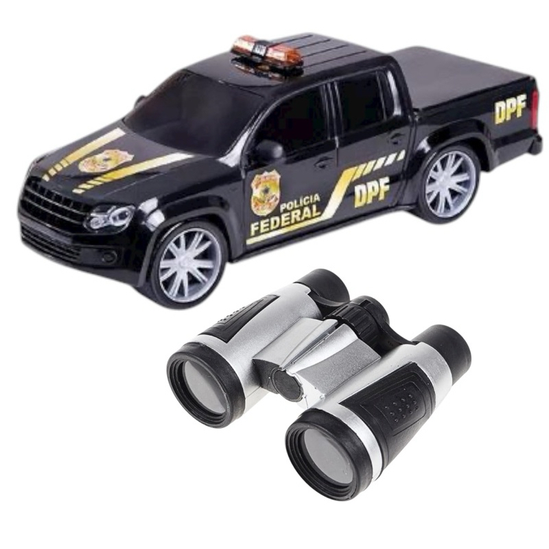 carro de brinquedo infantil policia mais binóculo  militar