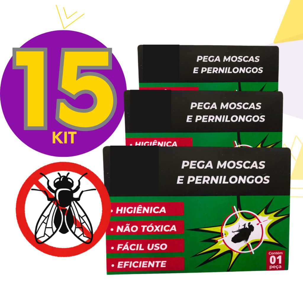 Pega Moscas e Insetos Adesivo sem Veneno (Kit 15, 8 ou 4 un) Armadilha Cola Segura em Oferta na Shopee