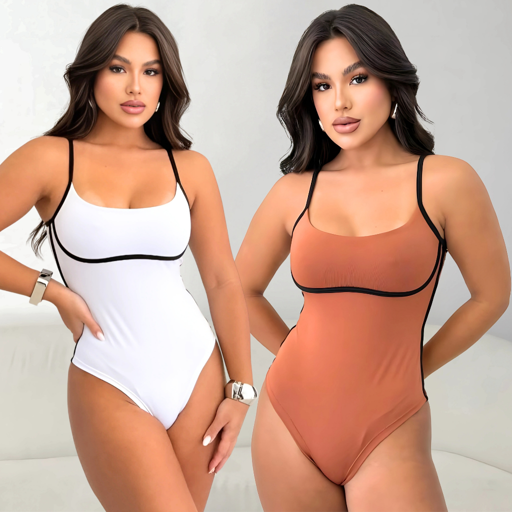 Body Maio cavado com bojo completo bicolor CAVADO verão 2025 lançamento
