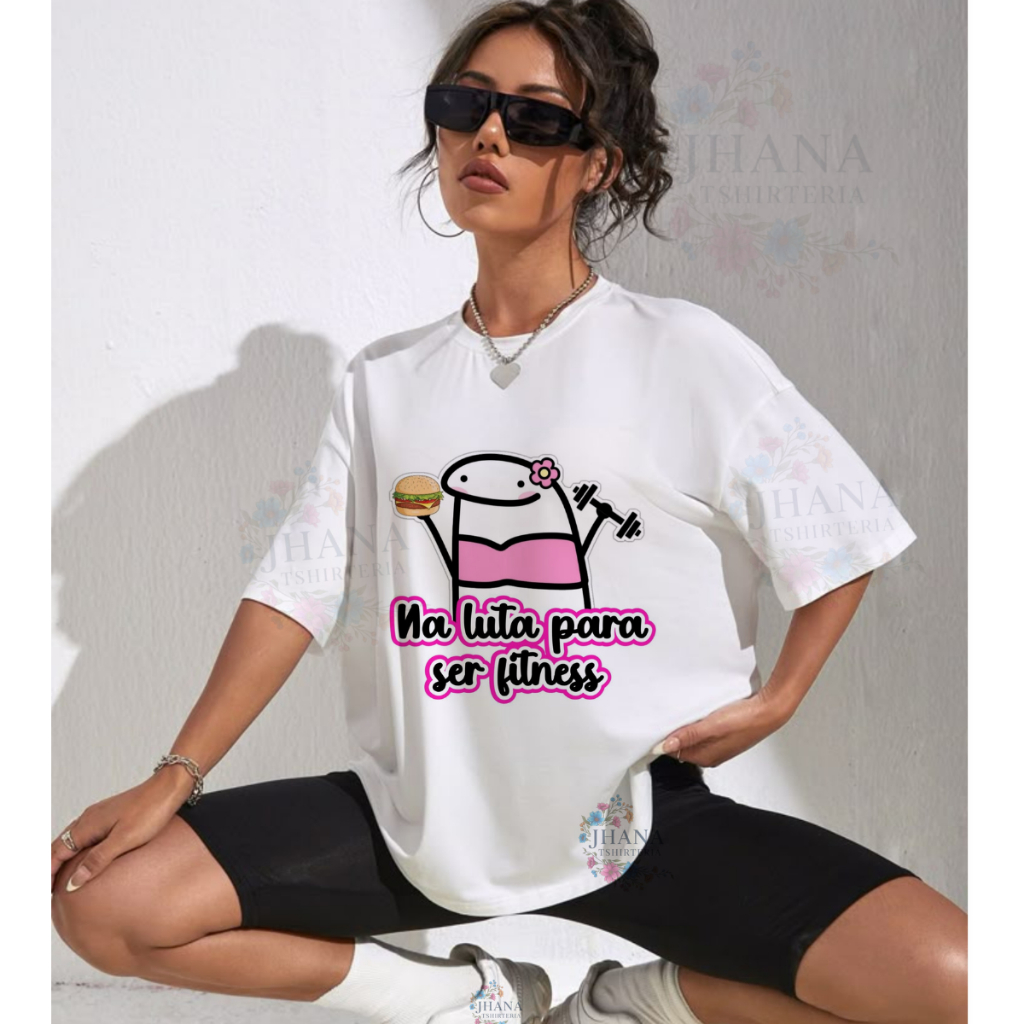 CAMISETA UNISSEX ACADEMIA NA LUTA PARA SER FITNES,DESENHO INFANTIL,MODA CASUAL,PLUS SIZE
