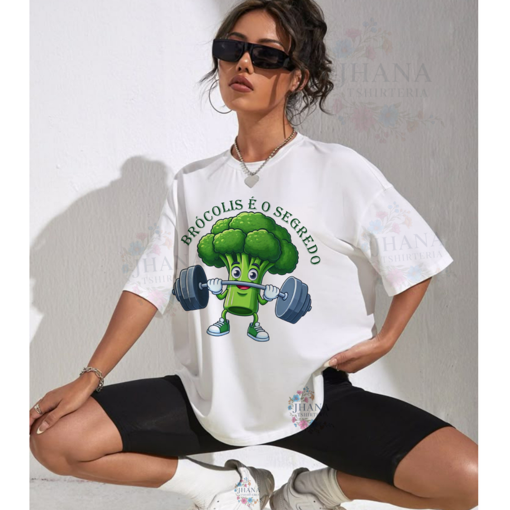 CAMISETA UNISSEX ACADEMIA BRÓCOLIS É O SEGREDO,FITNES,DESENHO INFANTIL,MODA CASUAL,PLUS SIZE