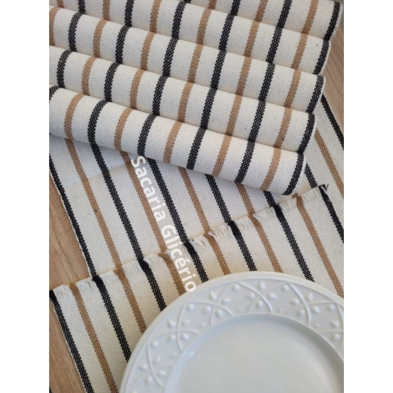 Jogo Americano LUXO 7 PEÇAS Tear Artesanal (1 Caminho e 6 lugares)