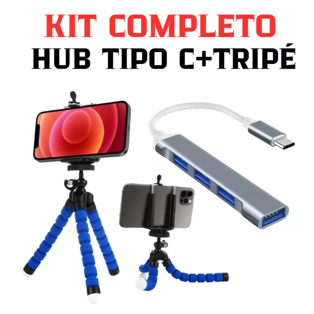 Kit Emulador Mobilador Completo Hub 4 Portas Tipoc Tripe Ultra Rapido