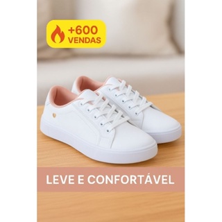 Tênis feminino casual coração branco/rosa e preto confortavel leve - tendência 2026 em Oferta na Shopee