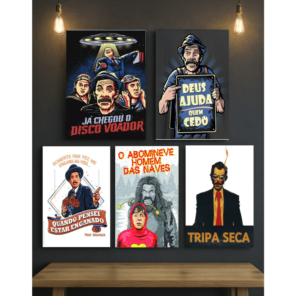 Kit 5 Placas Decorativa Serie seriado Chaves chapolin seu madruga girafales | MDF 20x28cm | Dupla Face Inclusa