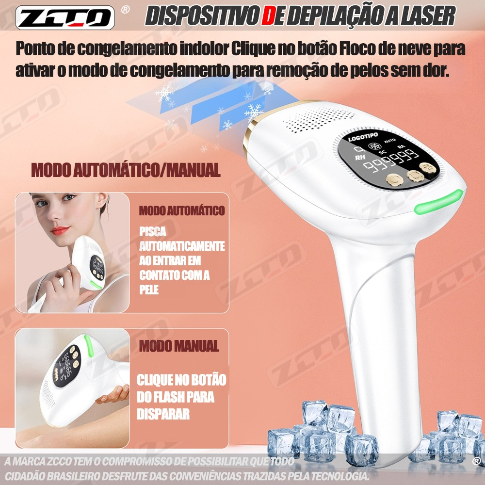 ZCCO 09 Maquina De Depilacao Laser 990 Mil Luz Pulsada Três Modos