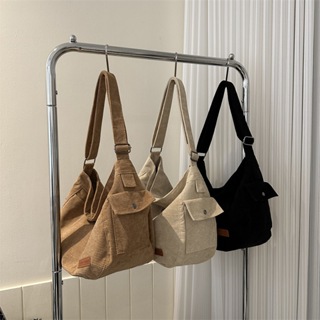 Bolsa De Moda Unissex Simples Ombro De Veludo Feminina Novo Estilo em Oferta na Shopee