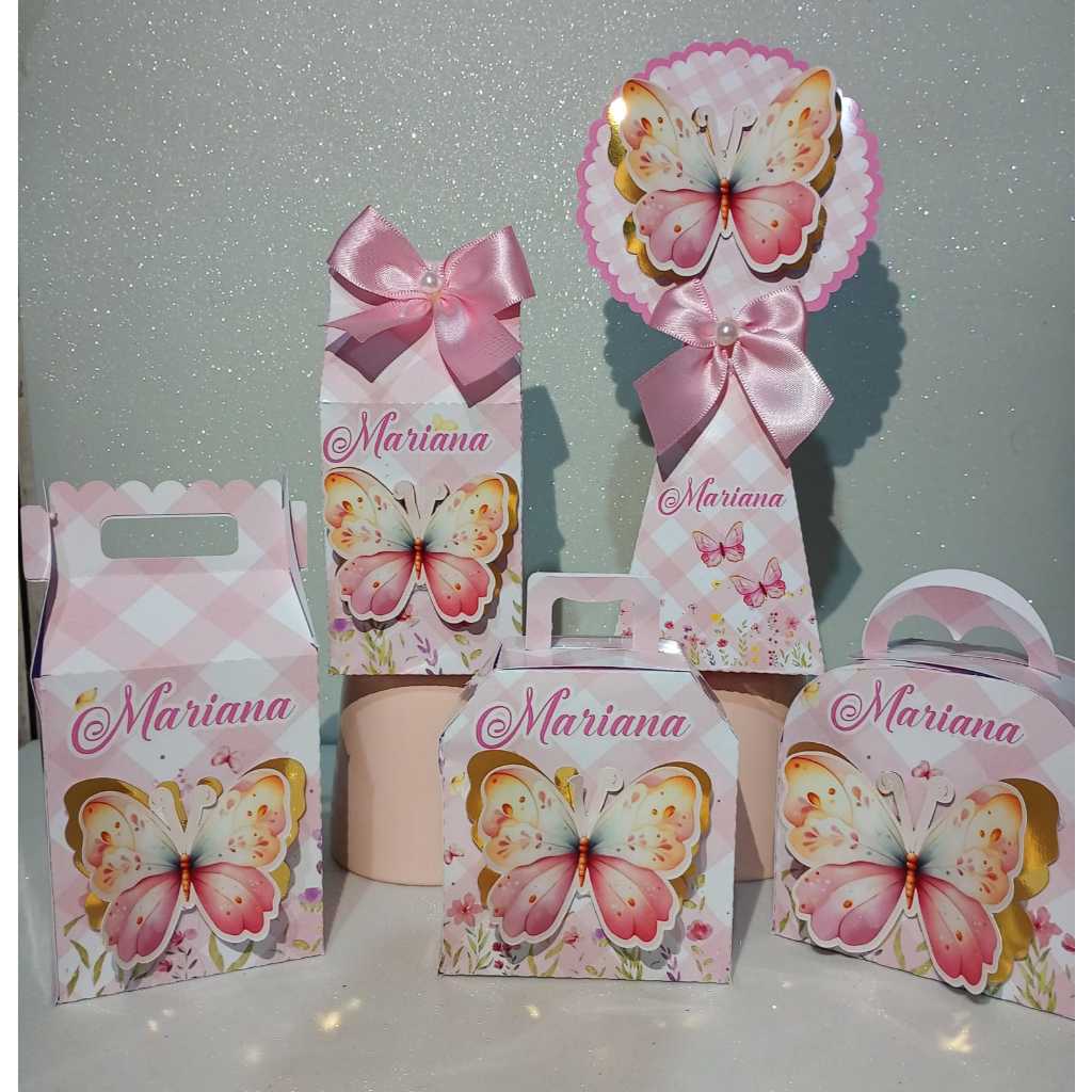 PEGUE E MONTE Kit Personalizados Borboletas com Lamicote | Lembrancinhas Festa Infantil | Fazemos todos os temas