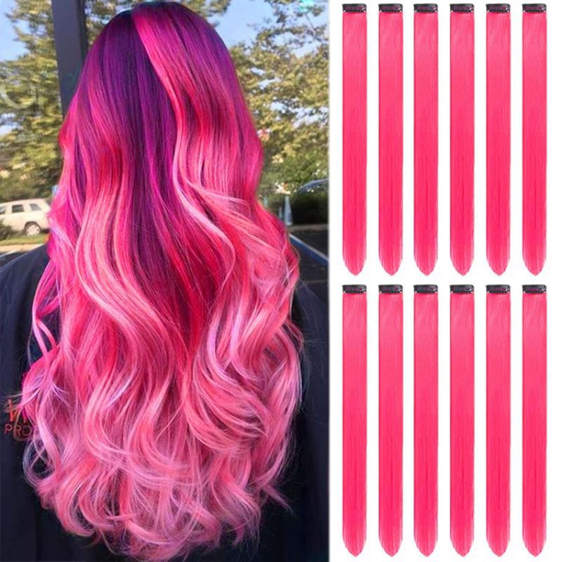 Mechas rosa tic tac de fibra orgânica de 65 cm suporta chapinha e babyliss