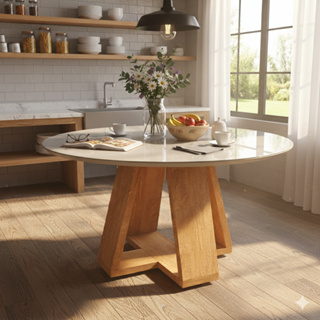 Mesa de Jantar Redonda 90cm com Tampo de Vidro e Pés em MDF – Off White ou Preto em Oferta na Shopee