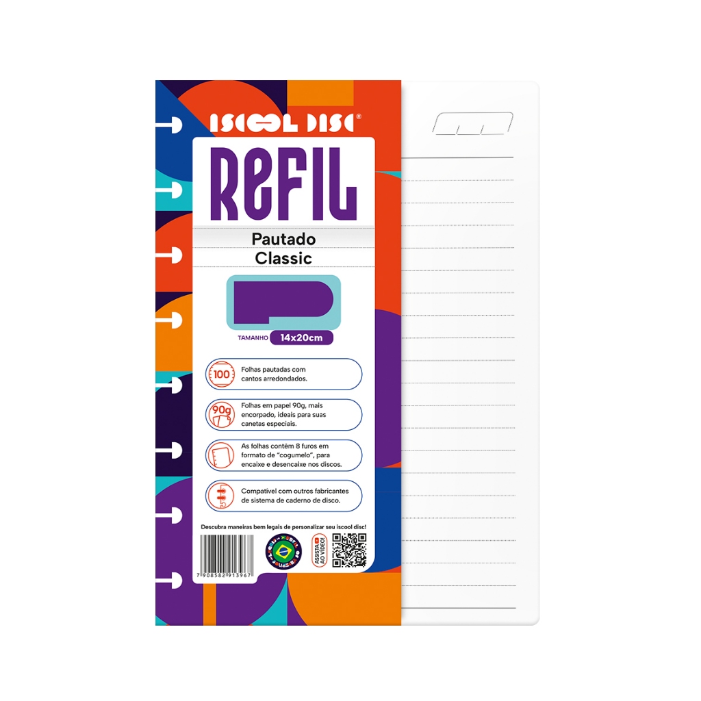 Refil Caderno De Disco Iscool Inteligente Pautado Classic Inteligente 90g 100 Folhas em Oferta na Shopee