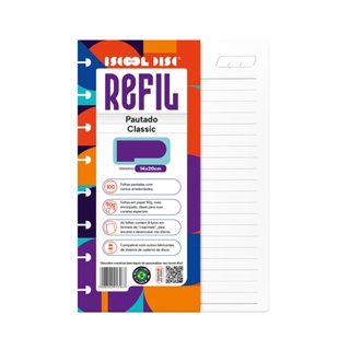Refil Caderno De Disco Inteligente Iscool Pautado Classic 90g 100 Folhas em Oferta na Shopee