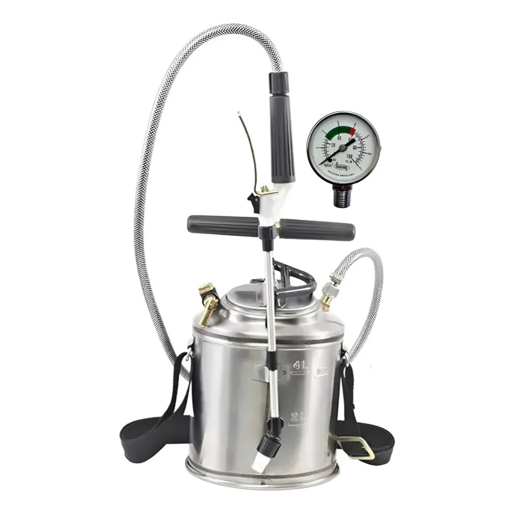 Pulverizador Inox 5 Litros Compressão + Manometro - Guarany