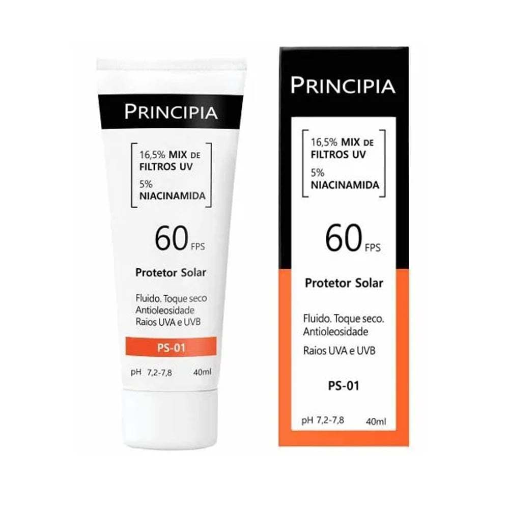 Protetor Solar Principia Fluido Facial Toque Seco Antioleosidade FPS 60 PS-01 40ml