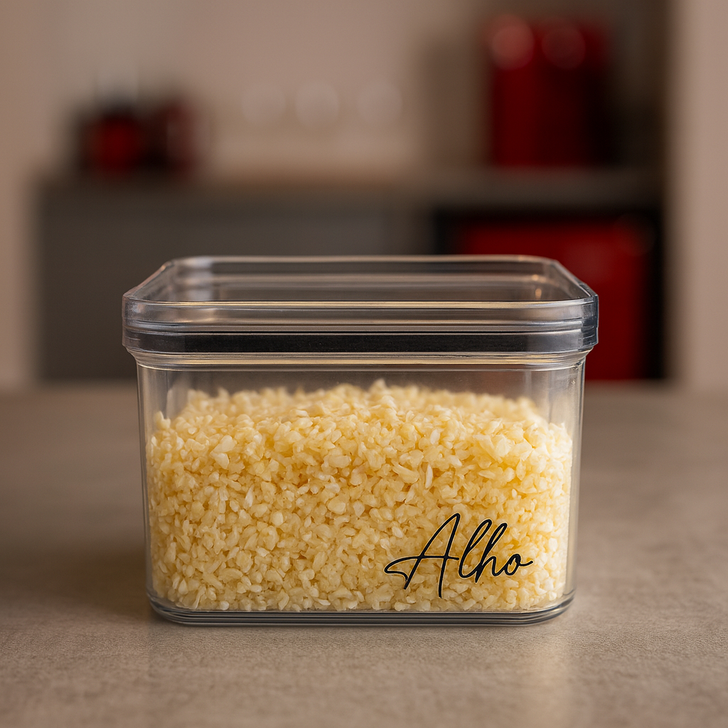 Porta alho - pote para alho - porta cebola - molho de tomate - cozinha - porta tempero hermético adesivo transparente em Oferta na Shopee
