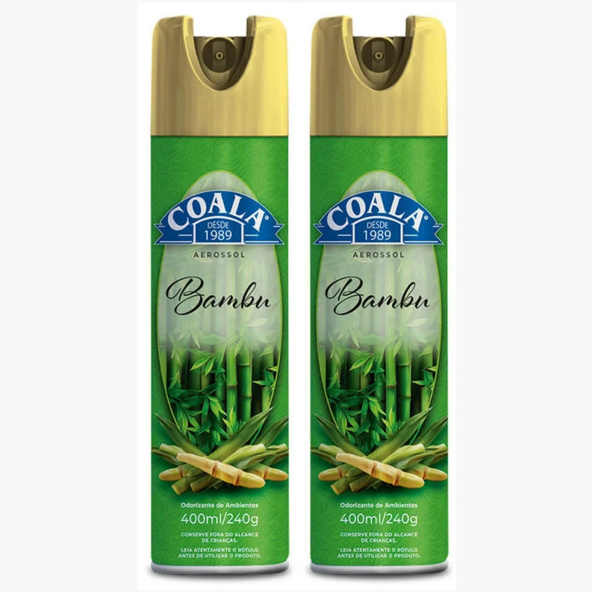 Kit 2x Odorizante de Ambiente Spray Aerosol Coala Bambu 400ml