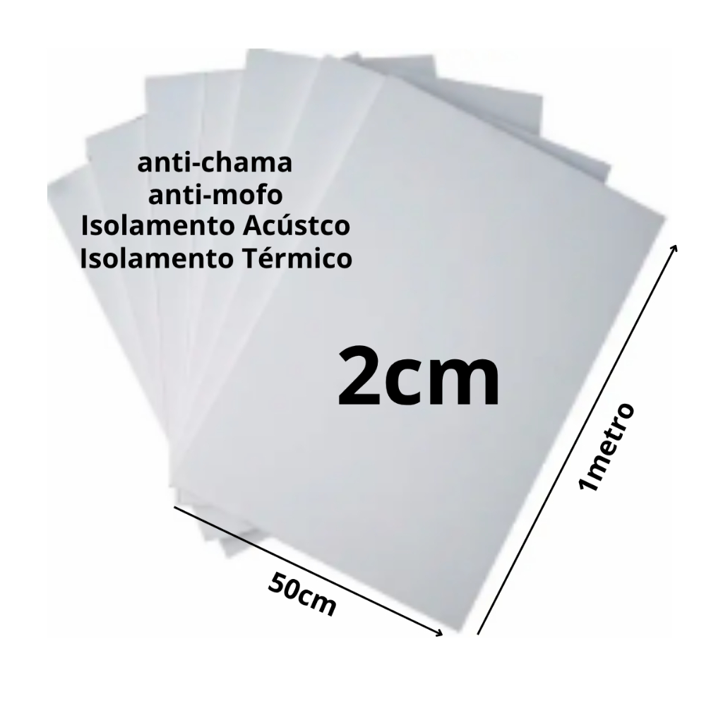Kit 10 Placas de Isopor espessura de 2cm EPS 2x100x50  Isolamento Acústico e Térmico | Anti-Chamas