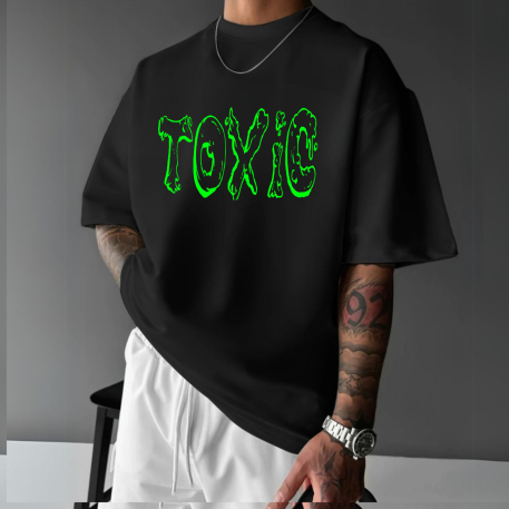 Camiseta Estampada Oversized TOXIC Verde Blusa Masculina Feminina Moda Urbana