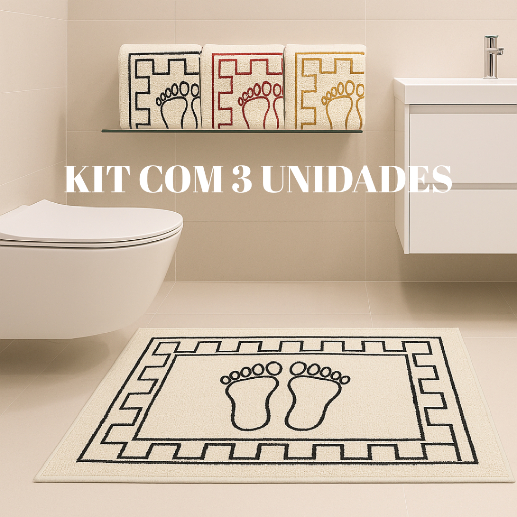 Kit 3 Tapetes Antiderrapantes Decorativos Multiuso Conjunto para Sala, Quarto, Cozinha Fácil de Limpar