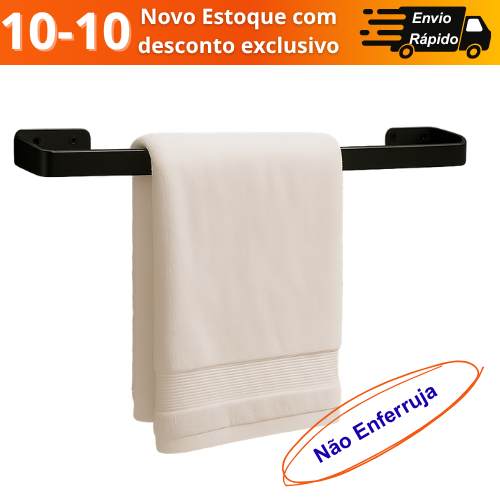 Porta Toalha de Banho Estilo Industrial Preto Fosco – Aço 1020