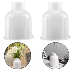 Kit 2 Molde De Silicone Vaso Diy Resina Gesso Cimento Flores Decoração
