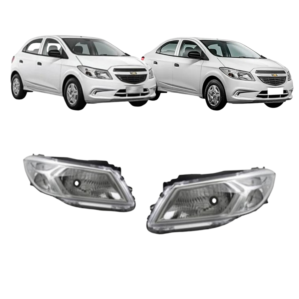 Farol Onix Prisma 2012 2013 2014 2015 2016 Mascara Cromada em Oferta na Shopee