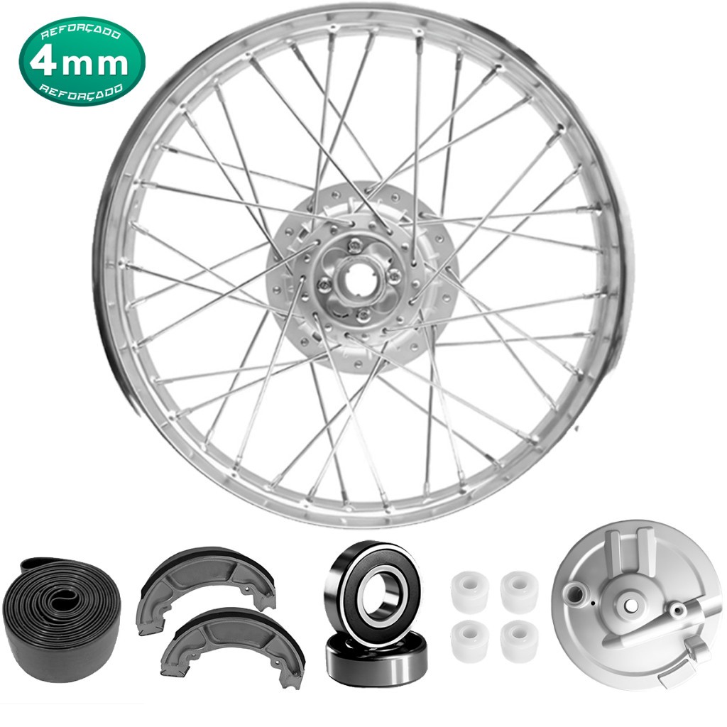 Roda Dianteira Completa Espelho Raio 4mm Cg 125 Titan 83 A 99 Espelho de Freio Bucha Rolamentos