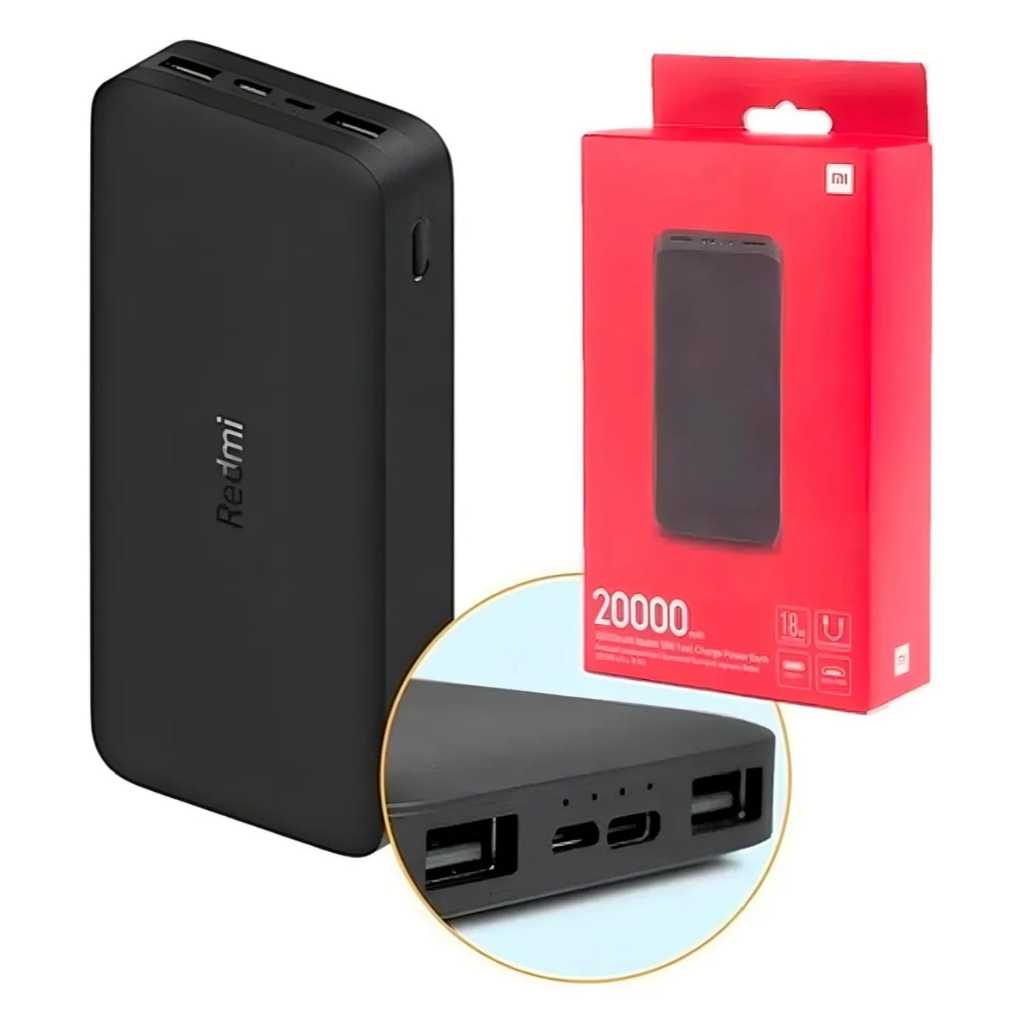 Carregador Portátil MI power bank Xiaomi redmi 20000 mah Original em Oferta na Shopee