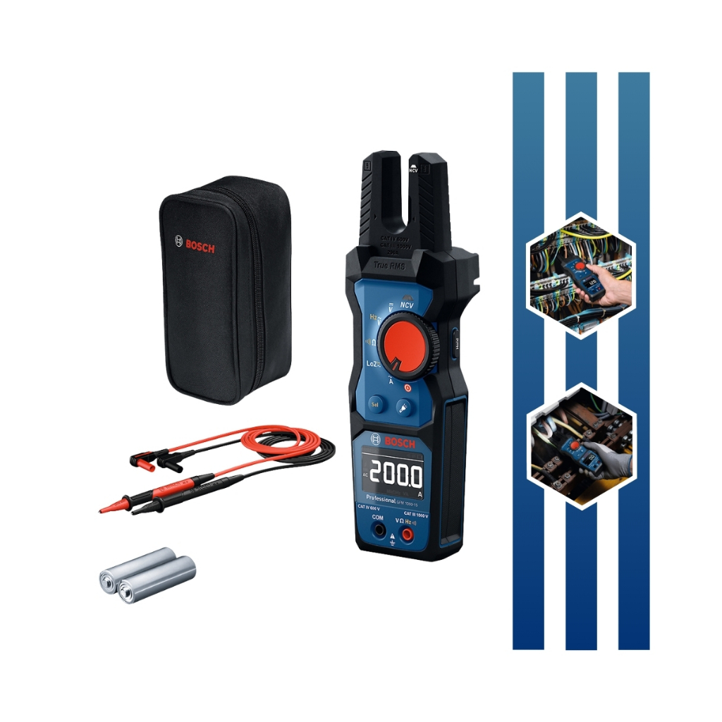Amperímetro De Garfo Trms Gfm 1000 15 Bosch Com 2 Pilhas e Bolsa