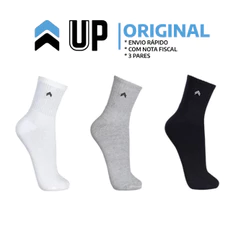 Kit 3 Pares Meias Cano Médio Algodão Penteado Atoalhada Ultra Confortável Up Original 3245